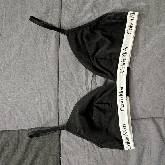 Calvin Klein Small Black Logo Bralette EUC Lingerie Classic Neutral - Picture 2 of 4